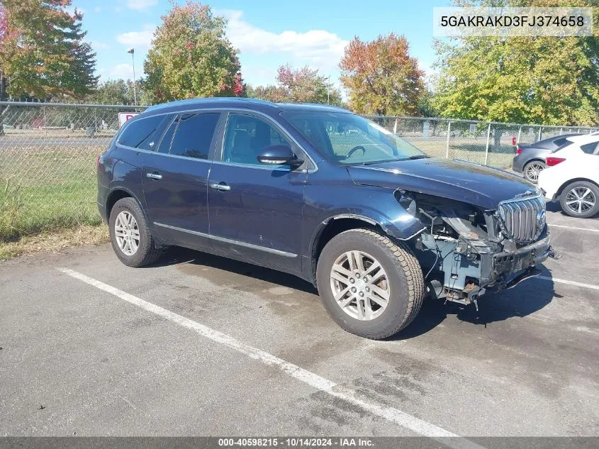 2015 Buick Enclave Convenience VIN: 5GAKRAKD3FJ374658 Lot: 40598215