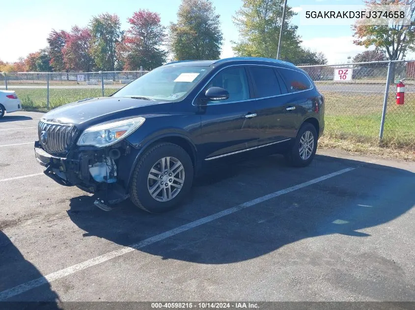 2015 Buick Enclave Convenience VIN: 5GAKRAKD3FJ374658 Lot: 40598215