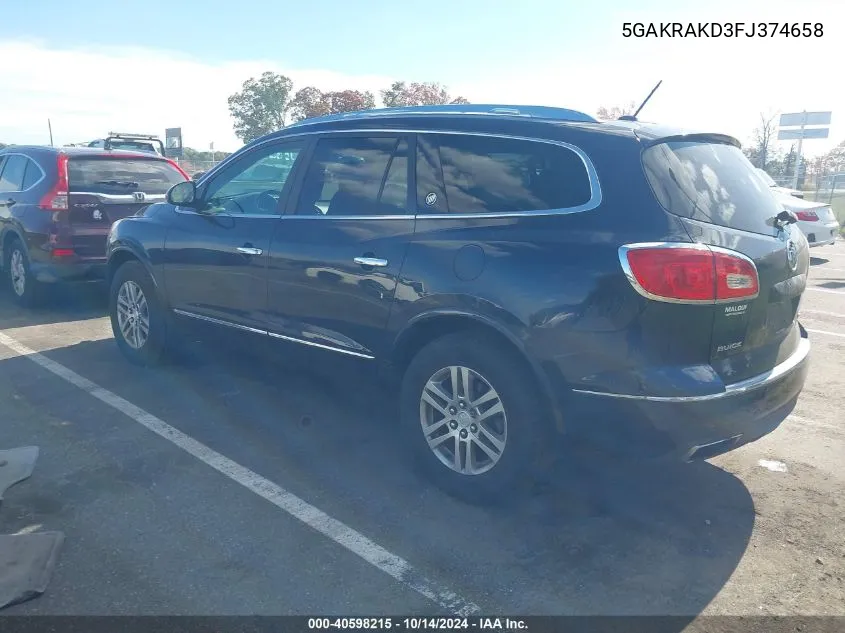 2015 Buick Enclave Convenience VIN: 5GAKRAKD3FJ374658 Lot: 40598215