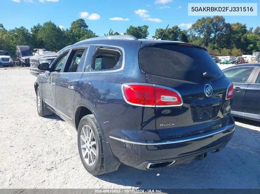 2015 Buick Enclave Leather VIN: 5GAKRBKD2FJ331516 Lot: 40615653