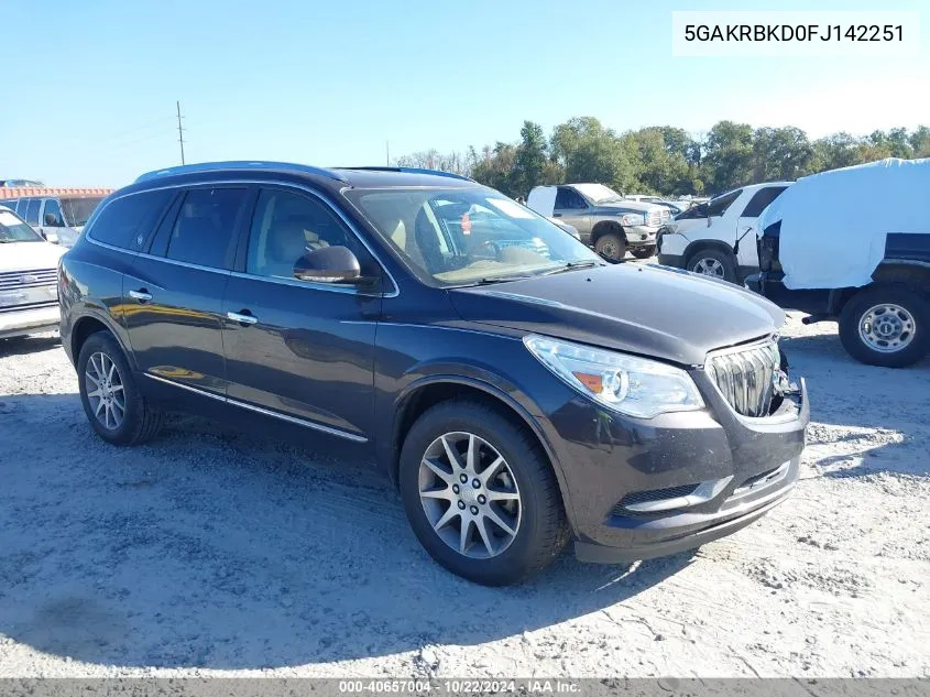 2015 Buick Enclave Leather VIN: 5GAKRBKD0FJ142251 Lot: 40657004