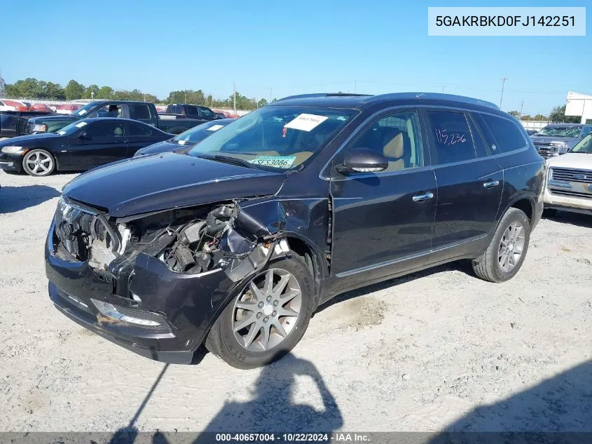 2015 Buick Enclave Leather VIN: 5GAKRBKD0FJ142251 Lot: 40657004