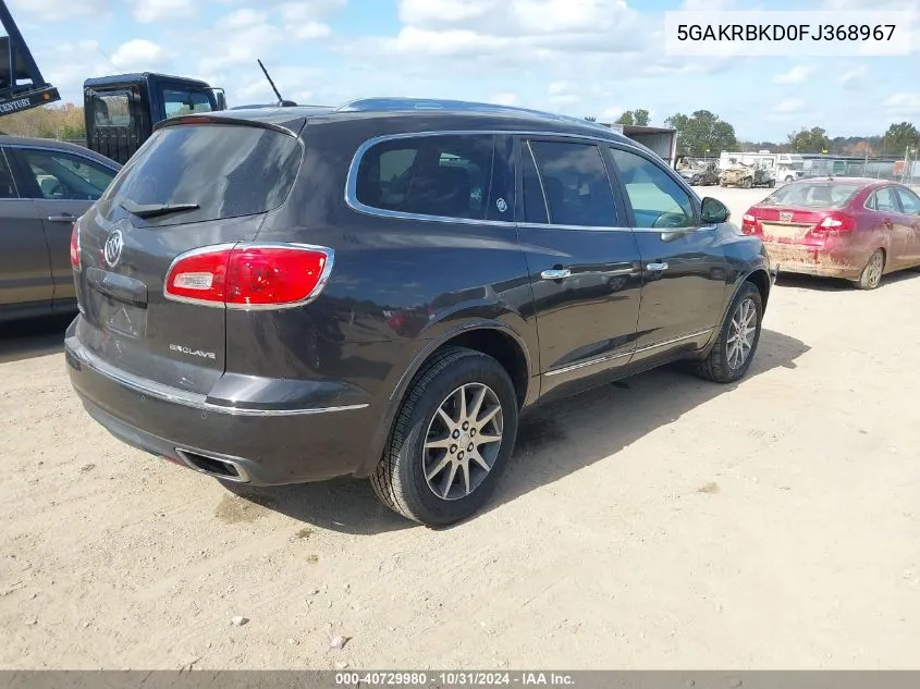 2015 Buick Enclave Leather VIN: 5GAKRBKD0FJ368967 Lot: 40729980