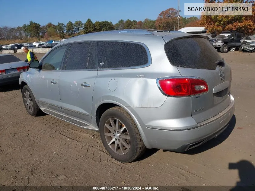 2015 Buick Enclave Leather VIN: 5GAKVBKD1FJ189493 Lot: 40736217