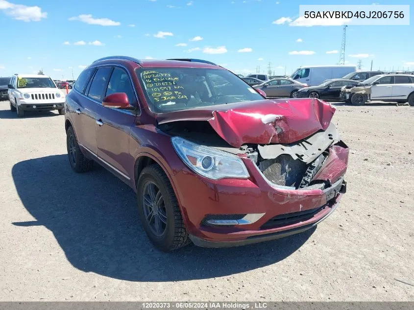 2016 Buick Enclave VIN: 5GAKVBKD4GJ206756 Lot: 12020373