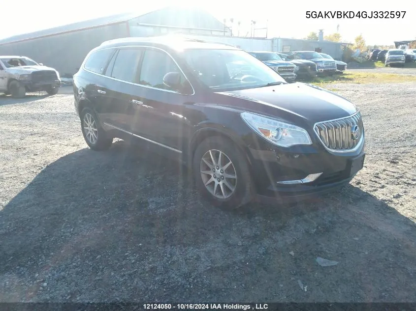 2016 Buick Enclave VIN: 5GAKVBKD4GJ332597 Lot: 12124050