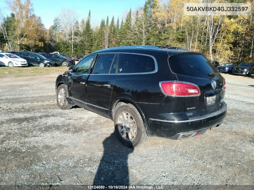 2016 Buick Enclave VIN: 5GAKVBKD4GJ332597 Lot: 12124050