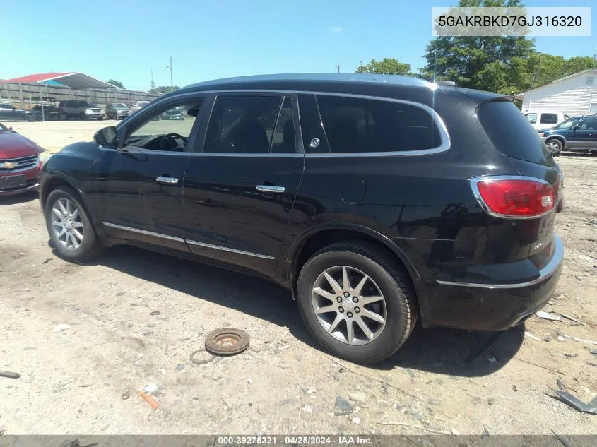 5GAKRBKD7GJ316320 2016 Buick Enclave Leather