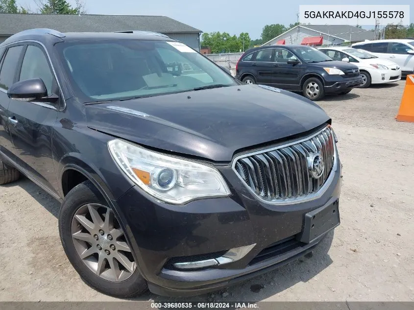 5GAKRAKD4GJ155578 2016 Buick Enclave Convenience