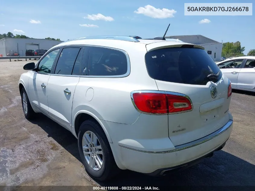 2016 Buick Enclave Leather VIN: 5GAKRBKD7GJ266678 Lot: 40119808