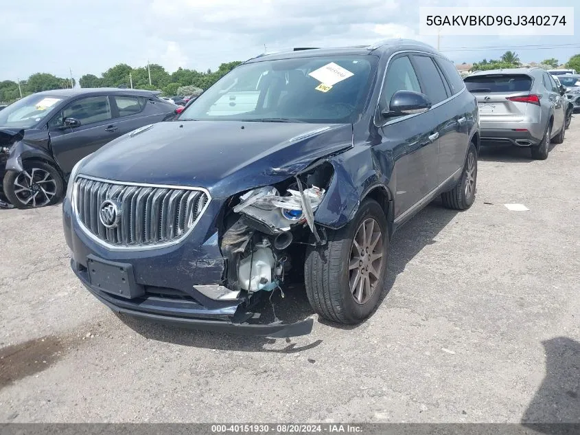 5GAKVBKD9GJ340274 2016 Buick Enclave Leather