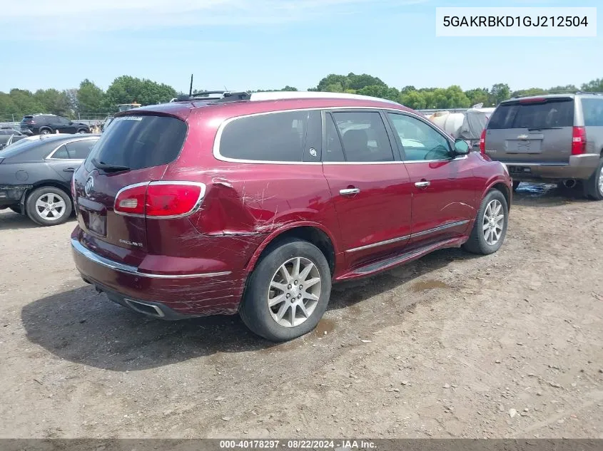 5GAKRBKD1GJ212504 2016 Buick Enclave Leather