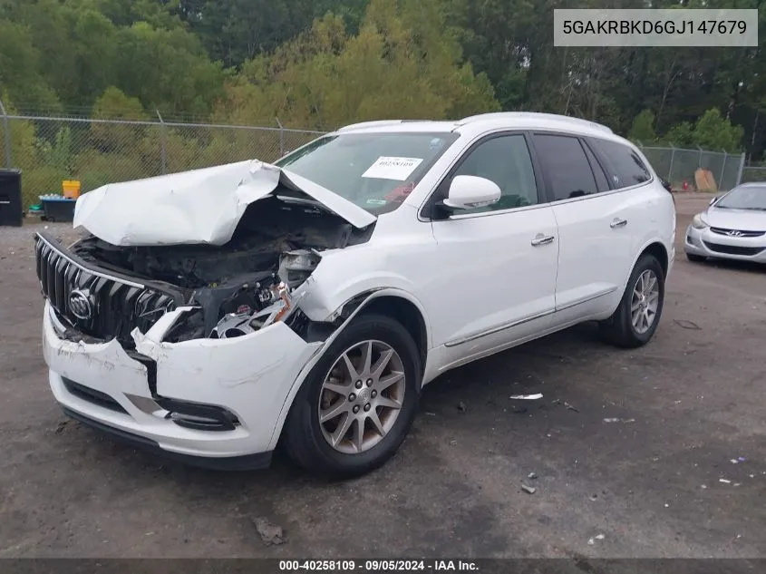 2016 Buick Enclave Leather VIN: 5GAKRBKD6GJ147679 Lot: 40258109