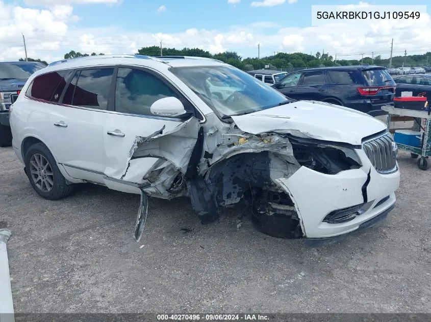 2016 Buick Enclave Leather VIN: 5GAKRBKD1GJ109549 Lot: 40270496