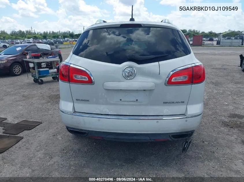 2016 Buick Enclave Leather VIN: 5GAKRBKD1GJ109549 Lot: 40270496