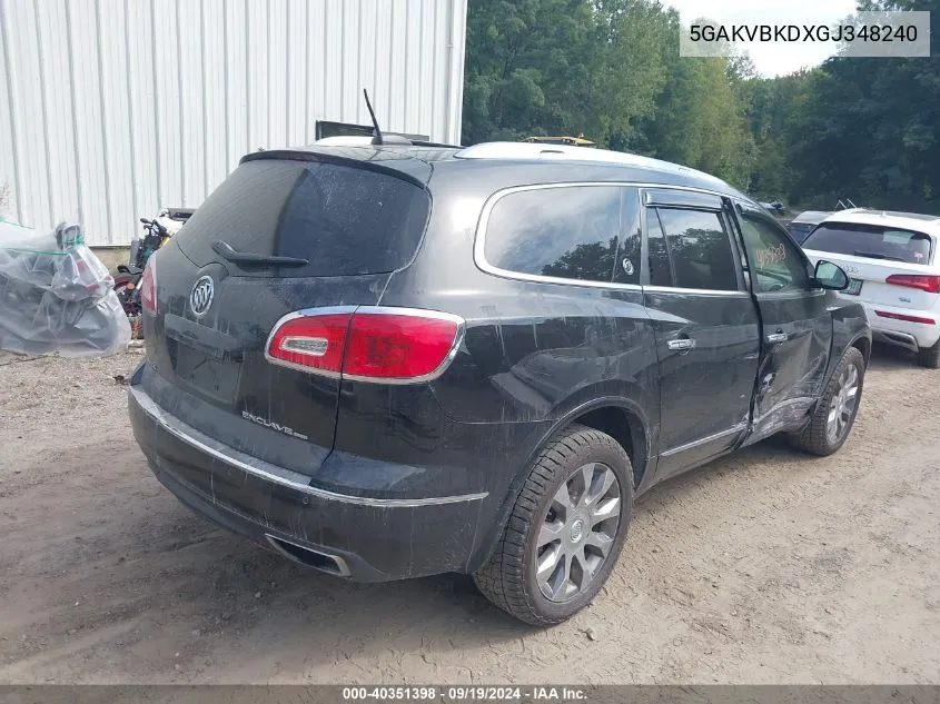 2016 Buick Enclave Leather VIN: 5GAKVBKDXGJ348240 Lot: 40351398