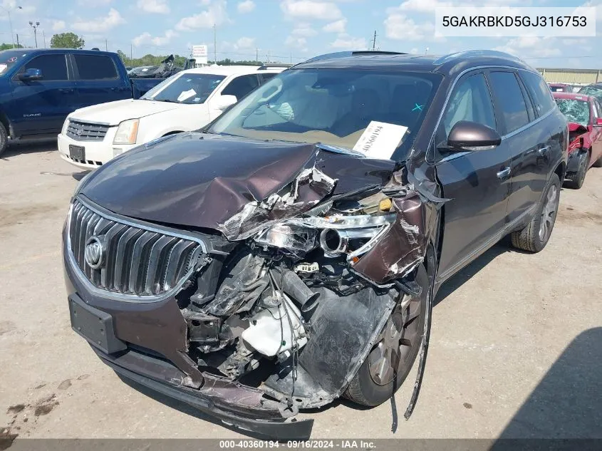 5GAKRBKD5GJ316753 2016 Buick Enclave Leather