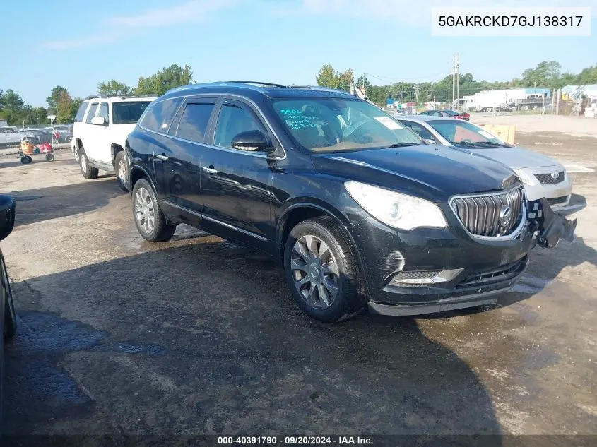 2016 Buick Enclave Premium VIN: 5GAKRCKD7GJ138317 Lot: 40391790