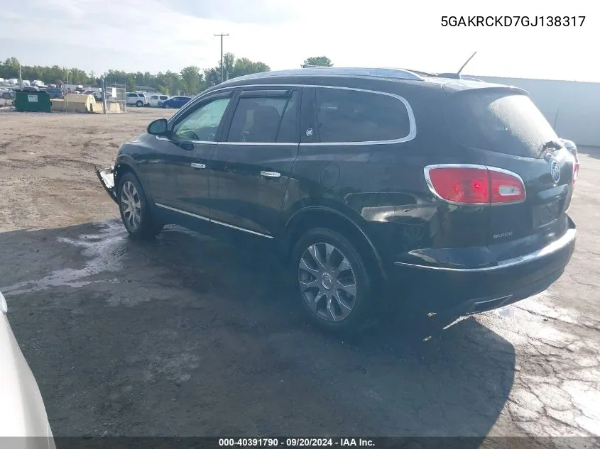 2016 Buick Enclave Premium VIN: 5GAKRCKD7GJ138317 Lot: 40391790