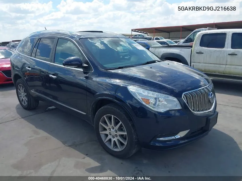 2016 Buick Enclave Leather VIN: 5GAKRBKD9GJ216638 Lot: 40468830