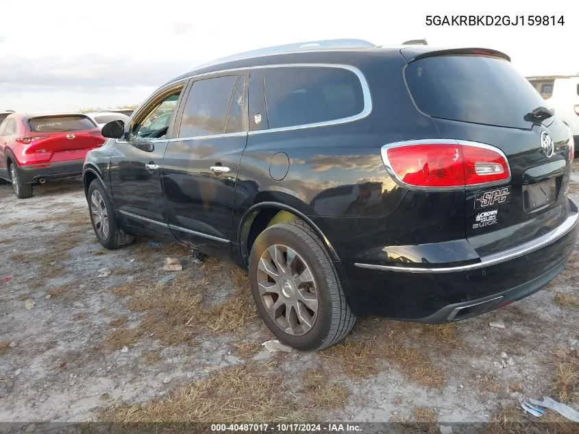 2016 Buick Enclave Leather VIN: 5GAKRBKD2GJ159814 Lot: 40487017