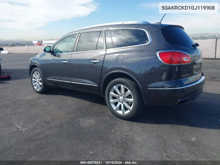 2016 Buick Enclave Premium VIN: 5GAKRCKD1GJ119908 Lot: 40578521