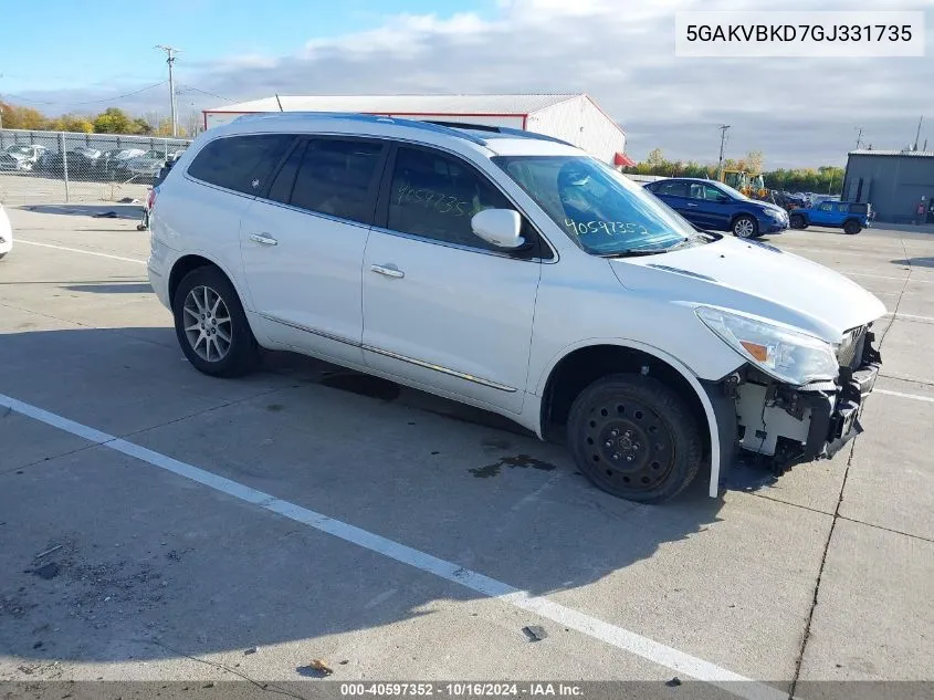 2016 Buick Enclave Leather VIN: 5GAKVBKD7GJ331735 Lot: 40597352