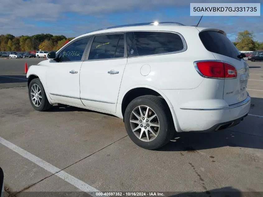 2016 Buick Enclave Leather VIN: 5GAKVBKD7GJ331735 Lot: 40597352