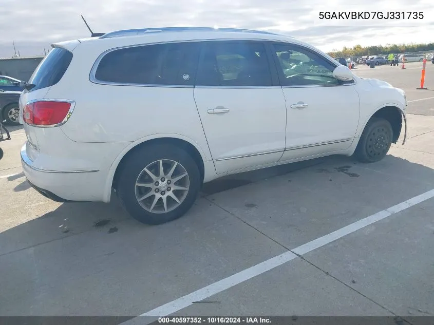 2016 Buick Enclave Leather VIN: 5GAKVBKD7GJ331735 Lot: 40597352