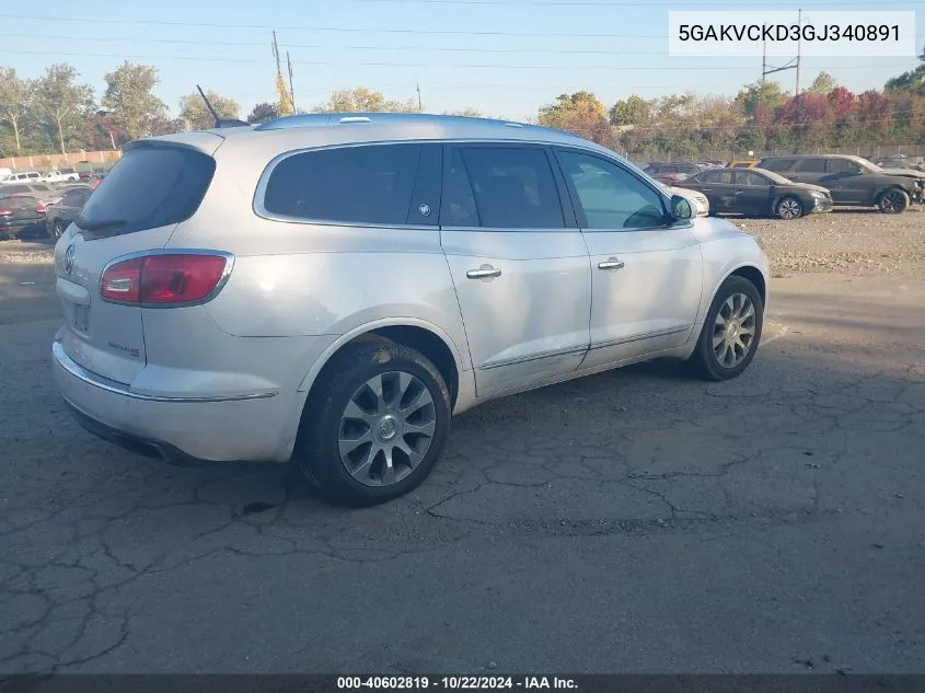 2016 Buick Enclave Premium VIN: 5GAKVCKD3GJ340891 Lot: 40602819