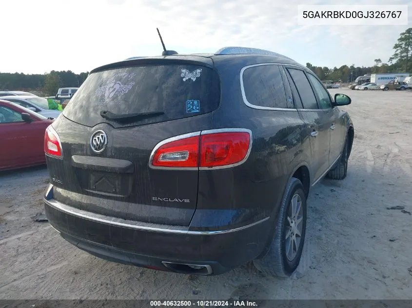 2016 Buick Enclave VIN: 5GAKRBKD0GJ326767 Lot: 40632500