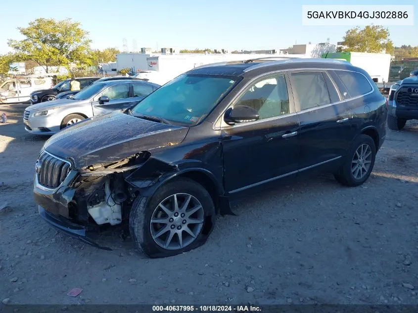 2016 Buick Enclave Leather VIN: 5GAKVBKD4GJ302886 Lot: 40637995