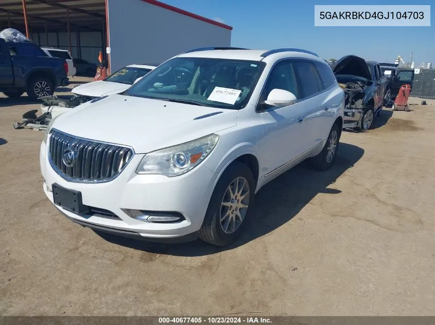 2016 Buick Enclave Leather VIN: 5GAKRBKD4GJ104703 Lot: 40677405