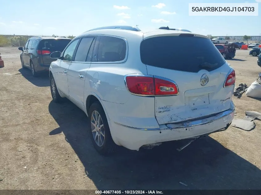 2016 Buick Enclave Leather VIN: 5GAKRBKD4GJ104703 Lot: 40677405