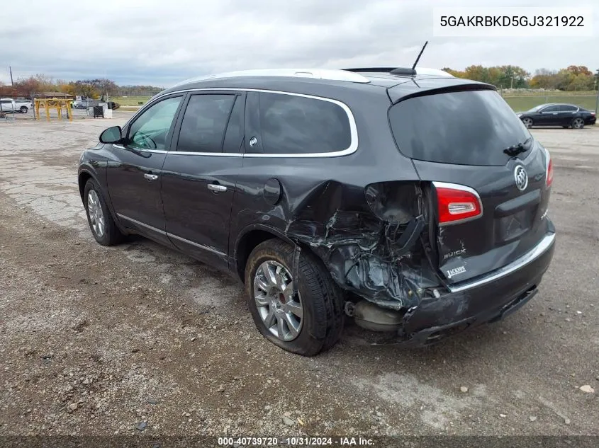 2016 Buick Enclave Leather VIN: 5GAKRBKD5GJ321922 Lot: 40739720