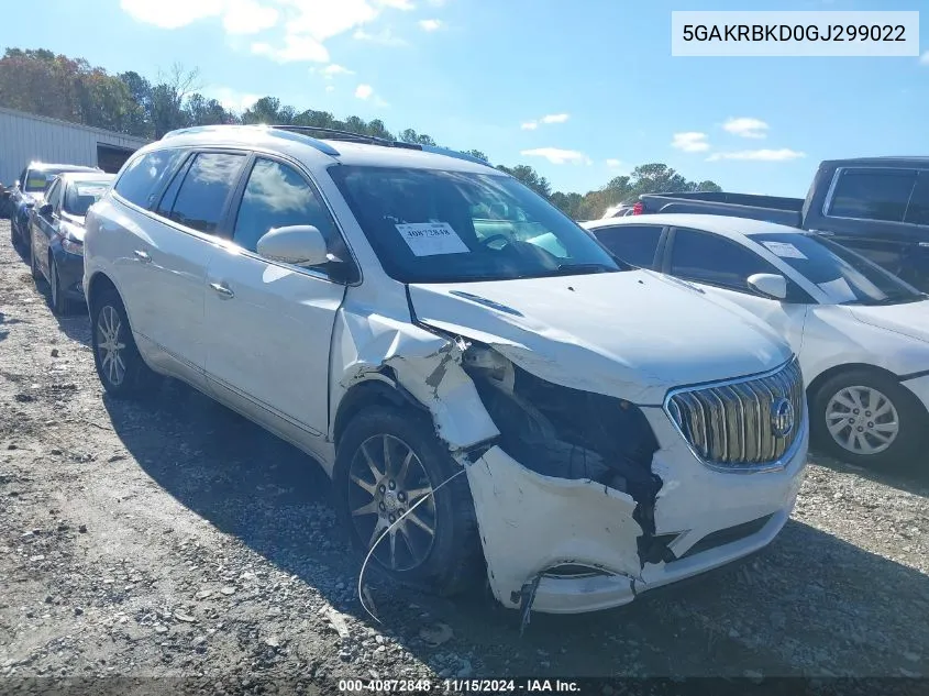 2016 Buick Enclave Leather VIN: 5GAKRBKD0GJ299022 Lot: 40872848