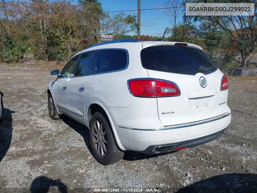 2016 Buick Enclave Leather VIN: 5GAKRBKD0GJ299022 Lot: 40872848