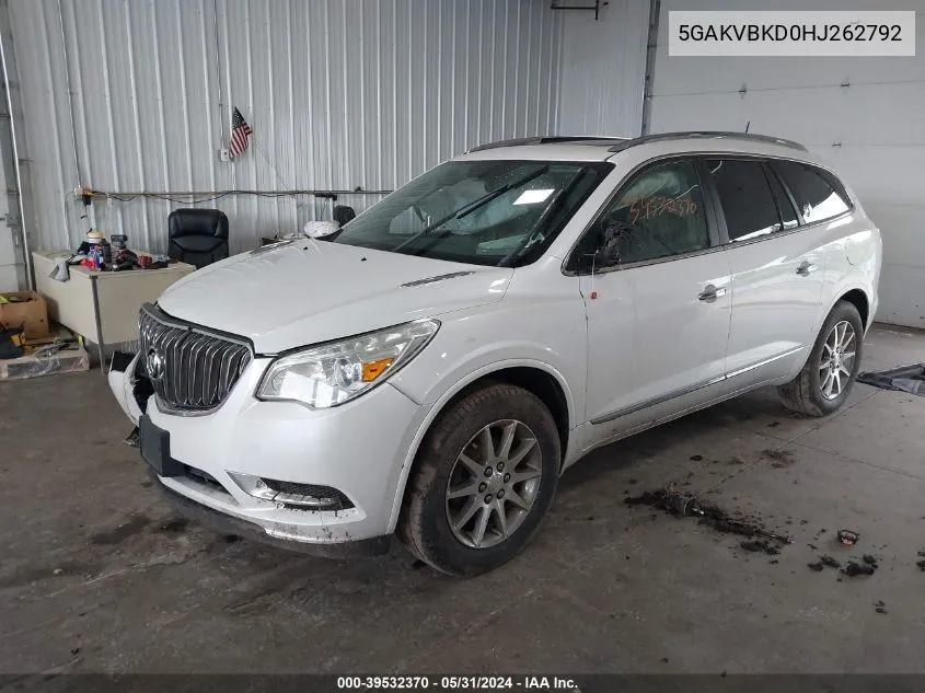 5GAKVBKD0HJ262792 2017 Buick Enclave Leather