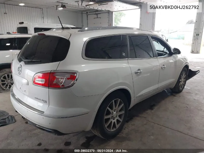 5GAKVBKD0HJ262792 2017 Buick Enclave Leather