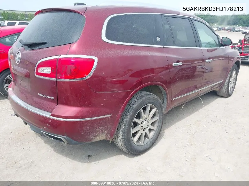 5GAKRBKD3HJ178213 2017 Buick Enclave Leather