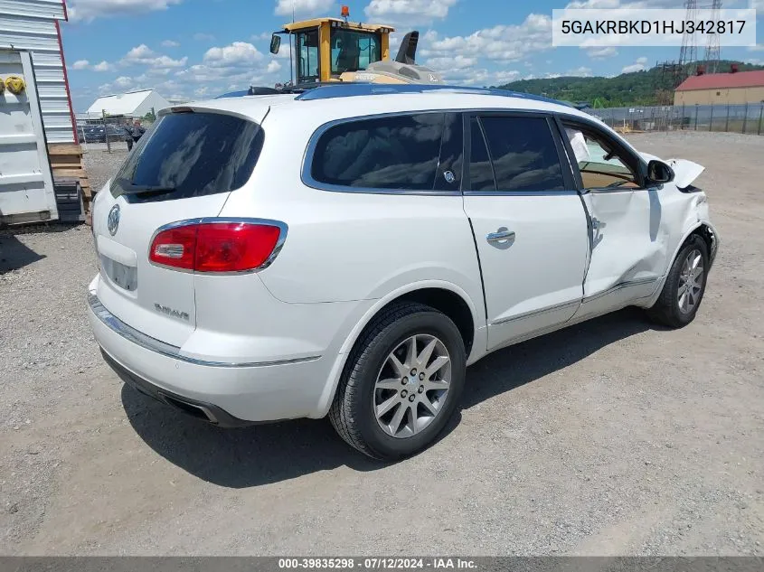 5GAKRBKD1HJ342817 2017 Buick Enclave Leather