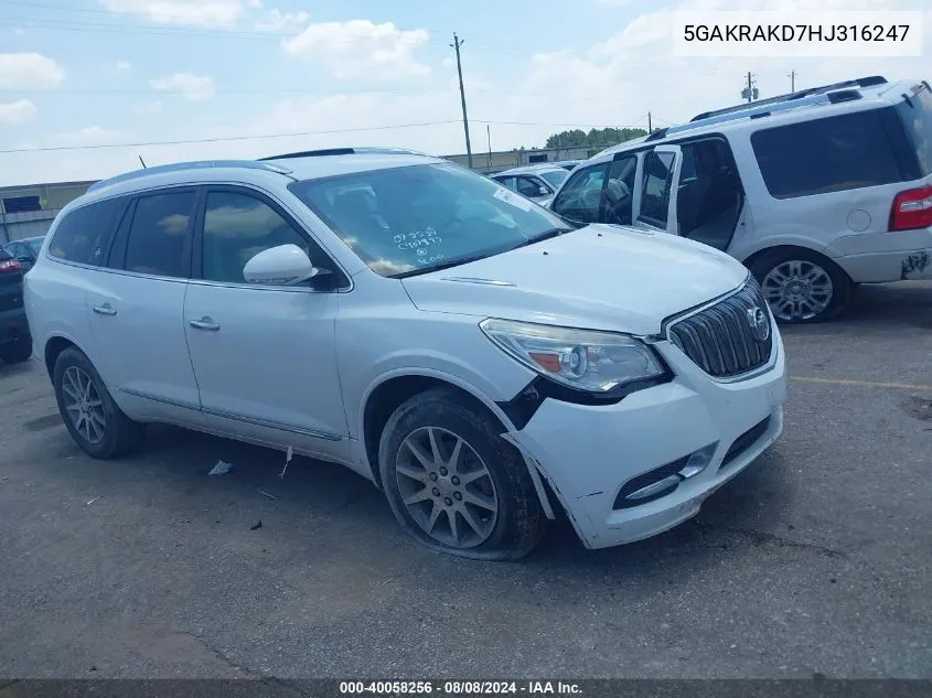 2017 Buick Enclave Convenience VIN: 5GAKRAKD7HJ316247 Lot: 40058256