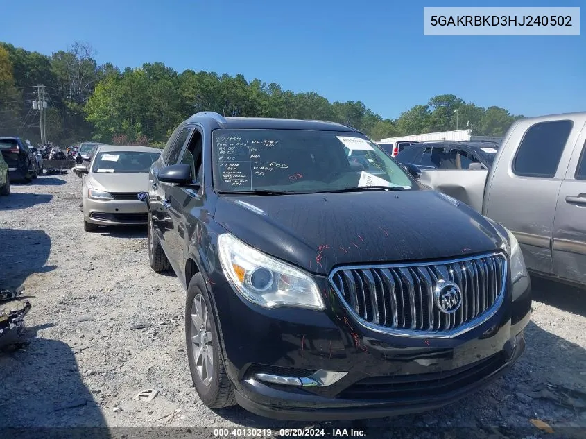 5GAKRBKD3HJ240502 2017 Buick Enclave Leather