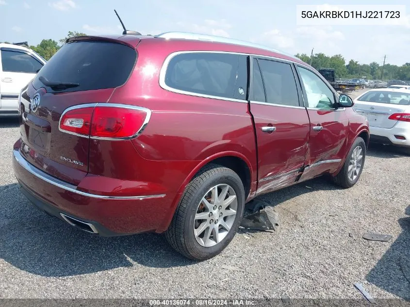 5GAKRBKD1HJ221723 2017 Buick Enclave Leather