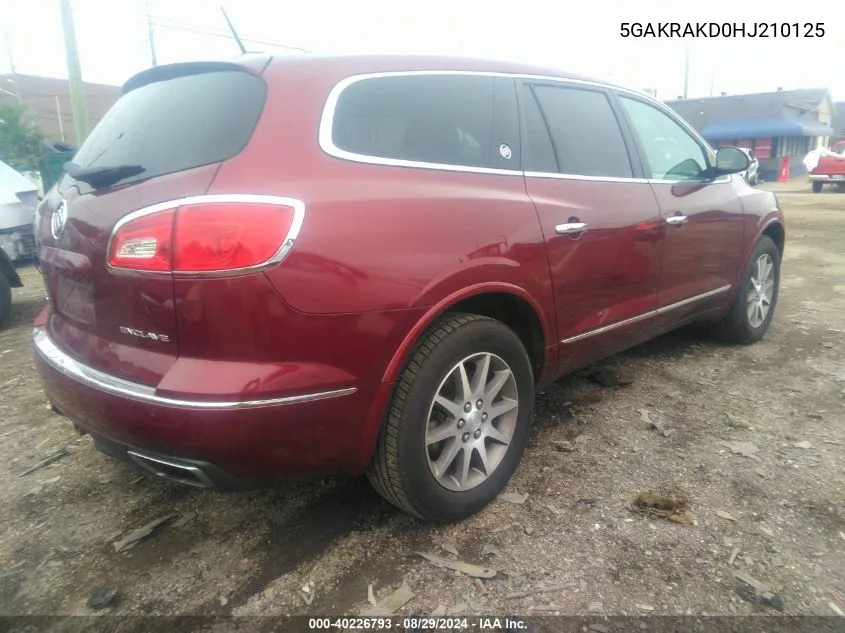 2017 Buick Enclave Convenience VIN: 5GAKRAKD0HJ210125 Lot: 40226793