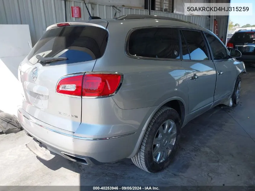 5GAKRCKD4HJ315259 2017 Buick Enclave Premium