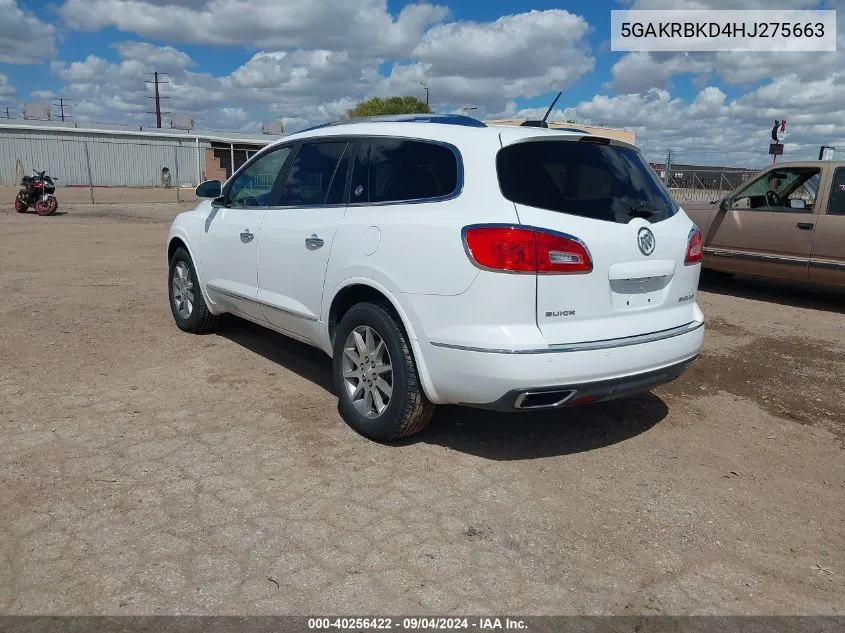 5GAKRBKD4HJ275663 2017 Buick Enclave Leather