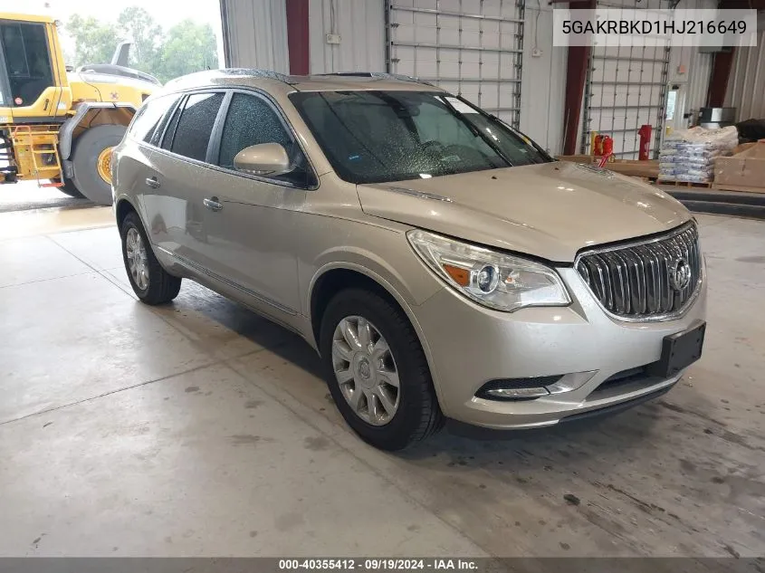 2017 Buick Enclave Leather VIN: 5GAKRBKD1HJ216649 Lot: 40355412