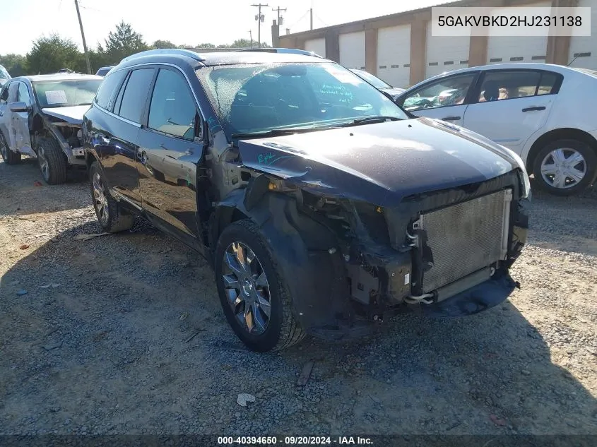 2017 Buick Enclave Leather VIN: 5GAKVBKD2HJ231138 Lot: 40394650