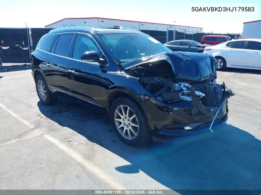 2017 Buick Enclave Leather VIN: 5GAKVBKD3HJ179583 Lot: 40591198